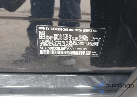 2021 BMW X5 xDrive40I из США, поврежденный, VIN 5UXCR6C08M9F35680